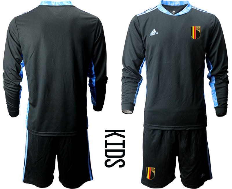 Youth 2021 European Cup Belgium black Long sleeve goalkeeper Soccer Jersey2->belgium jersey->Soccer Country Jersey